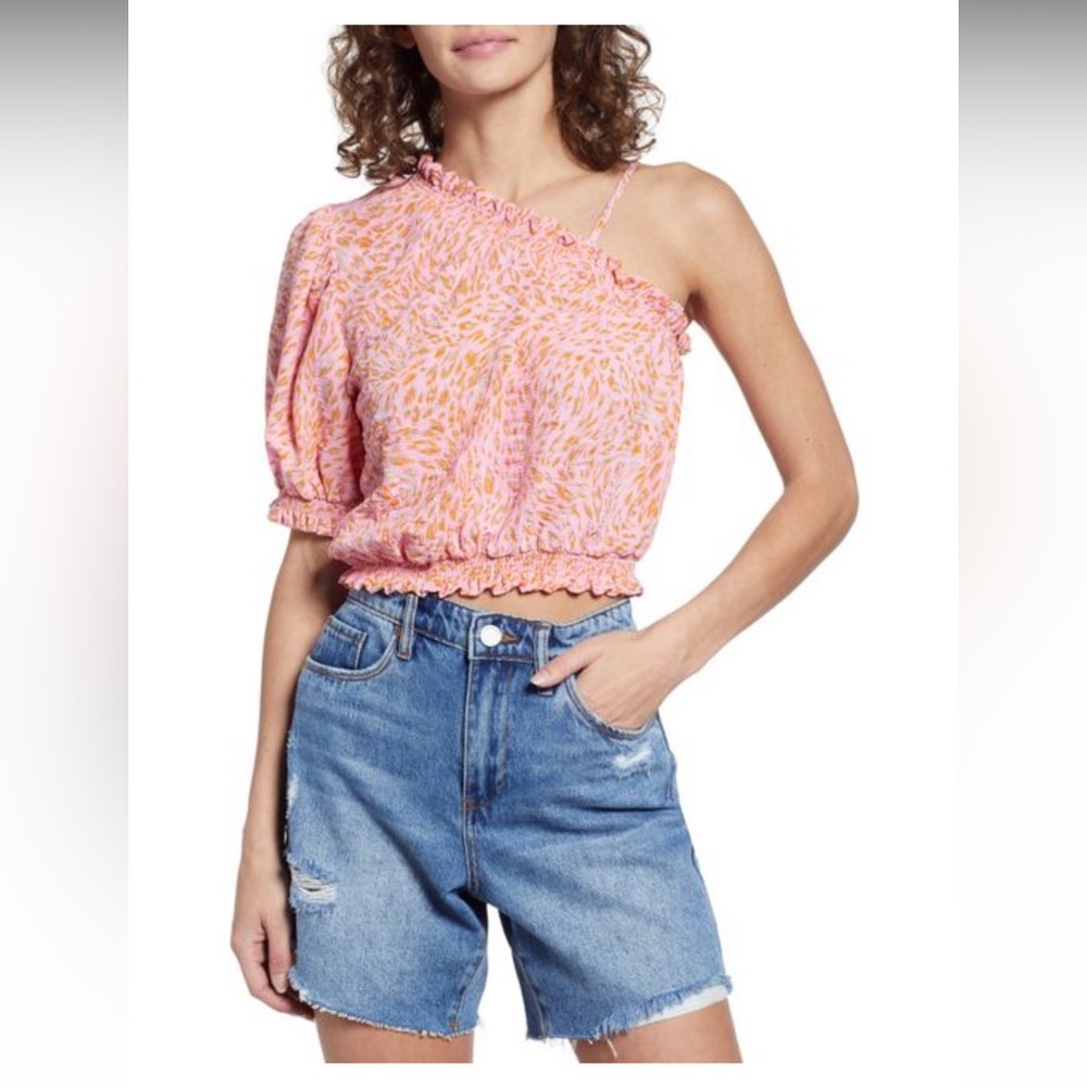 Vero Moda Women's Nemi Abstract Print One-shoulder Top Off the shoulder top